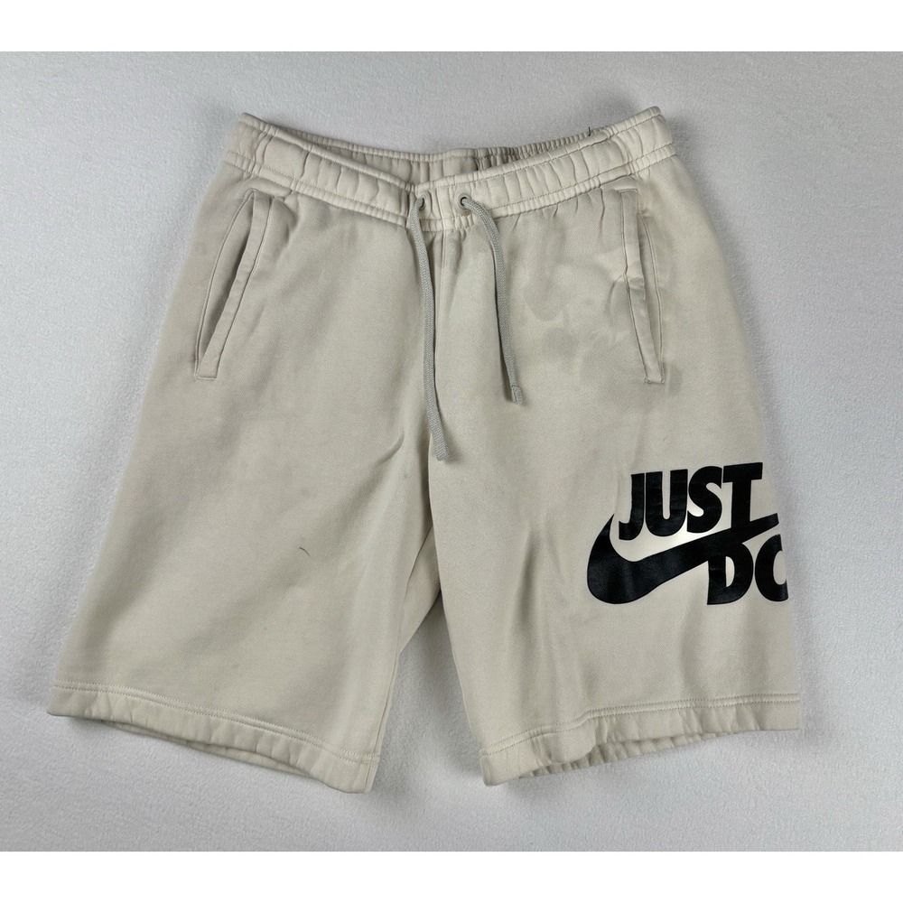 Nike Just Do It Fleece Shorts Men's Small Light Bone Beige Swoosh 8865021 072
